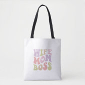 Vrouw Moeder Boss Retro Script Groovy Moederdag Draagtas (Voorkant)