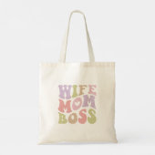 Vrouw Moeder Boss Retro Script Groovy Moederdag Tote Bag (Achterkant)