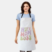 Vrouw Moeder Boss Retro Script Moederdag Schort (Gedragen)