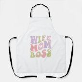 Vrouw Moeder Boss Retro Script Moederdag Schort (Voorkant)