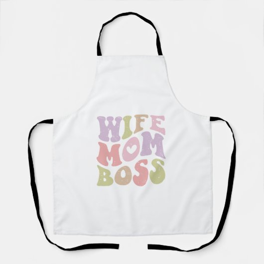 Vrouw Moeder Boss Retro Script Moederdag Schort (Voorkant)