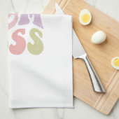 Vrouw Moeder Boss Retro Script Moederdag Theedoek (Quarter Fold)