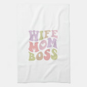 Vrouw Moeder Boss Retro Script Moederdag Theedoek (Verticaal)