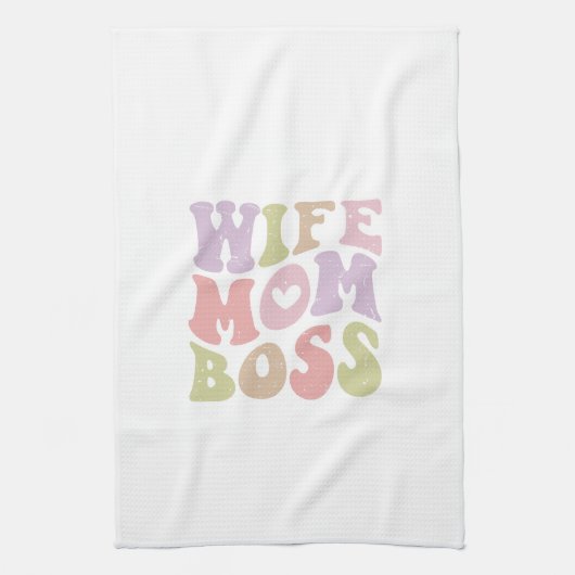 Vrouw Moeder Boss Retro Script Moederdag Theedoek (Verticaal)