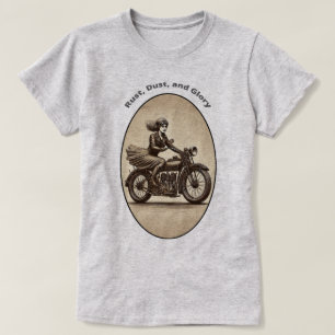  vrouw motorrijder dragen van een bril URM T-shirt