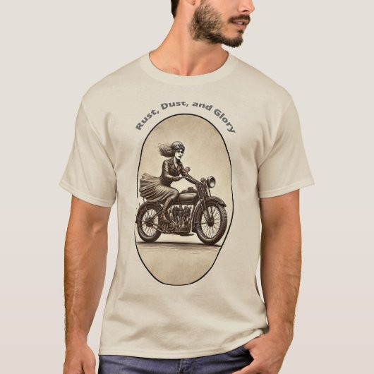 vrouw motorrijder dragen van een bril URM T-shirt (Voorkant)