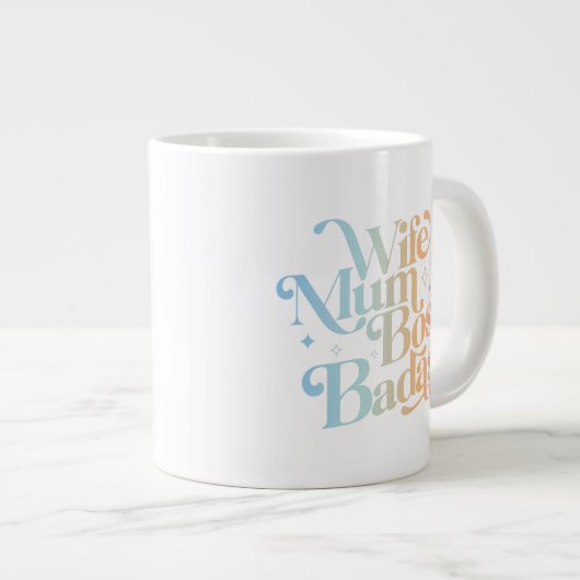 Vrouw Mum Boss Badass Grappig Sarcastisch Moederda Extra Grote Beker (Voorkant rechts)