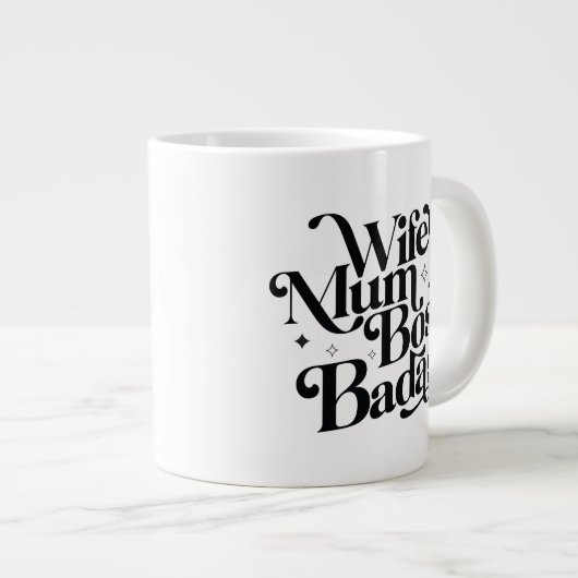 Vrouw Mum Boss Badass Grappig Sarcastisch Moederda Extra Grote Beker (Voorkant rechts)