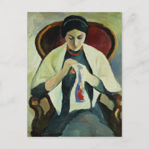 Vrouw naaien briefkaart