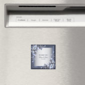 Vrouw: Navy Blue Floral Silver Gray Modern Magneet (Insitu (Vaatwasser))