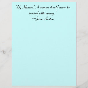 Vrouw niet vertrouwd met geld Jane Austen Quote