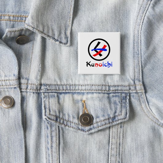 Vrouw Ninja Kunoichi くノ一 Vierkante Button 5,1 Cm (In situ)