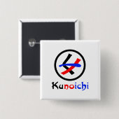 Vrouw Ninja Kunoichi くノ一 Vierkante Button 5,1 Cm (Voorkant /achterkant)