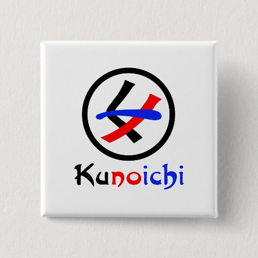 Vrouw Ninja Kunoichi くノ一 Vierkante Button 5,1 Cm (Voorkant)