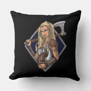 Vrouw Norse Viking Warrior Kussen