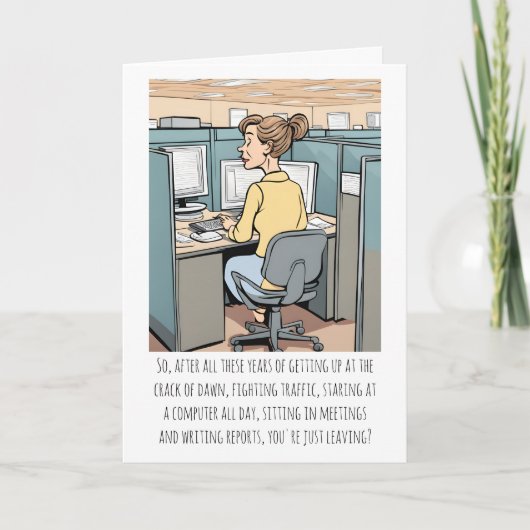 Vrouw Office Worker uittredend Grappige aangepaste Kaart (Voorkant)