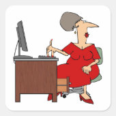 Vrouw Office Worker Vierkante Sticker (Voorkant)