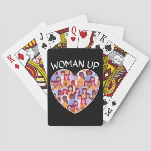 Vrouw omhoog feministisch feminisme Vrouwen mondig Pokerkaarten
