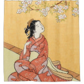 Vrouw onder Cherry Blossom Douchegordijn (Voorkant)
