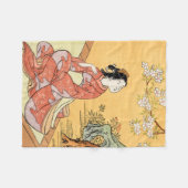 Vrouw onder Cherry Blossom Fleece Deken (Voorkant (Horizontaal))