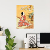 Vrouw onder Cherry Blossom Poster (Thuiskantoor)