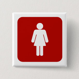 Vrouw ondertekenen vierkante button 5,1 cm