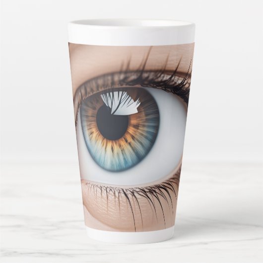 Vrouw oogmacro latte mok (Voorkant)