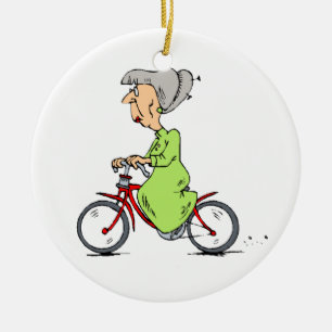 VROUW OP BIKE ORNAMENT