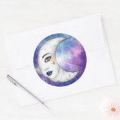 vrouw op de maan ronde sticker (Envelop)