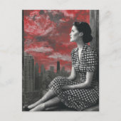 Vrouw op de top van de stad briefkaart (Voorkant)