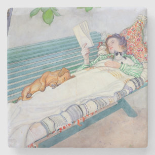 Vrouw op een bank, 1913 (m/vc op papier) stenen onderzetter