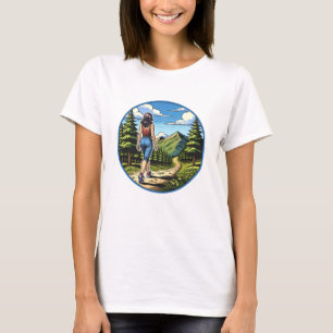 Vrouw op een natuurwandeling t-shirt