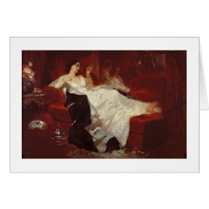 Vrouw op een rode sofa