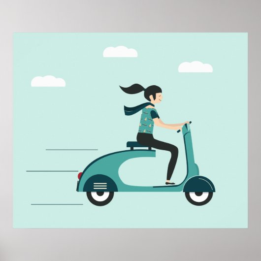 Vrouw op een scooter poster (Voorkant)