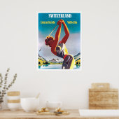 Vrouw op golf in Zwitserland, Lenzerheide, Valbell Poster (Keuken)