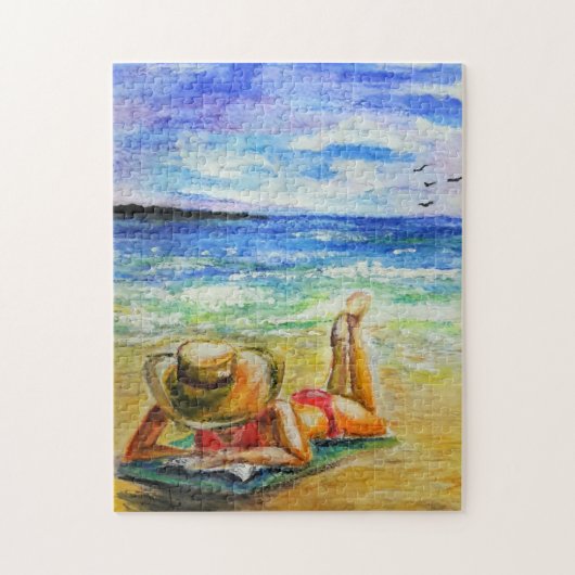 Vrouw op het strand Puzzel Legpuzzel (Verticaal)