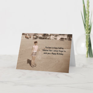  vrouw op het strand Verjaardag Humor Kaart