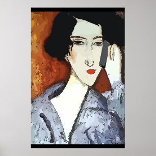 Vrouw op mobiele telefoon Abstract 4 Poster