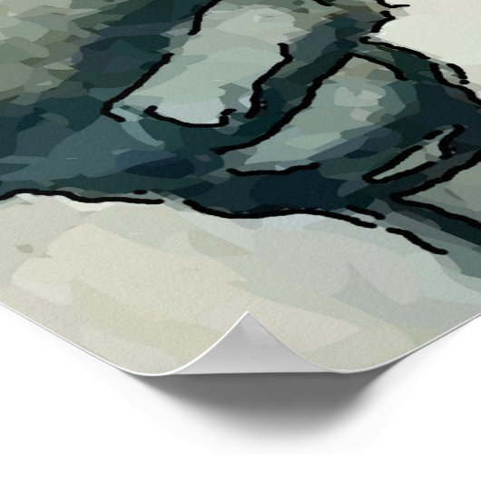 Vrouw op mobiele telefoon Abstract, onstuimige sti Poster (Hoek)