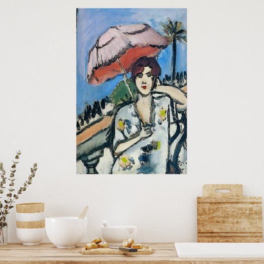 Vrouw op mobiele telefoon Abstract, onstuimige sti Poster (Keuken)