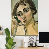Vrouw op mobiele telefoon poster (Thuiskantoor)