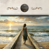 Vrouw op Pier bij Sunset Decoupage Tissuepapier