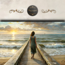 Vrouw op Pier bij Sunset Decoupage Tissuepapier