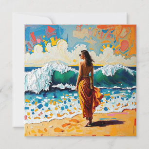 Vrouw op strand Abstract kustkunst