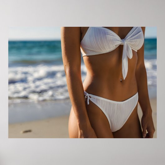 Vrouw op strand poster (Voorkant)