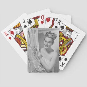 Vrouw opgepakt pokerkaarten