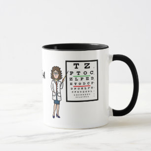 Vrouw Optometrist Cartoon Naam Mok