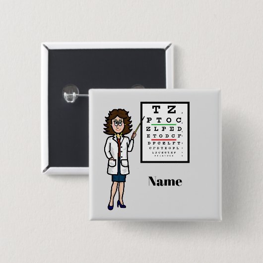 Vrouw Optometrist Name Button Button (Voorkant /achterkant)