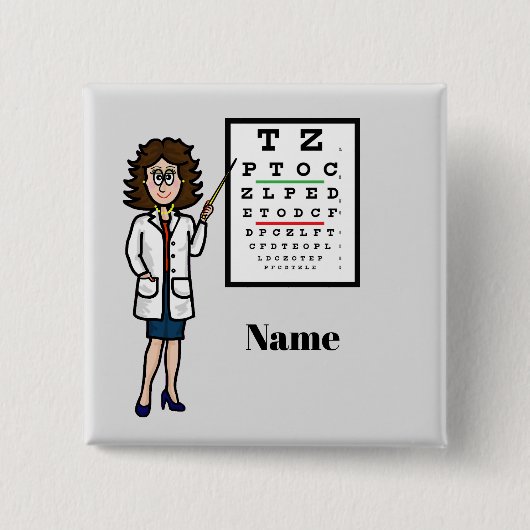 Vrouw Optometrist Name Button Button (Voorkant)