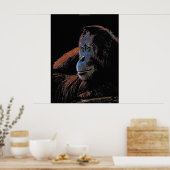Vrouw Orangutan Great Ape Wildlife Art Poster (Keuken)